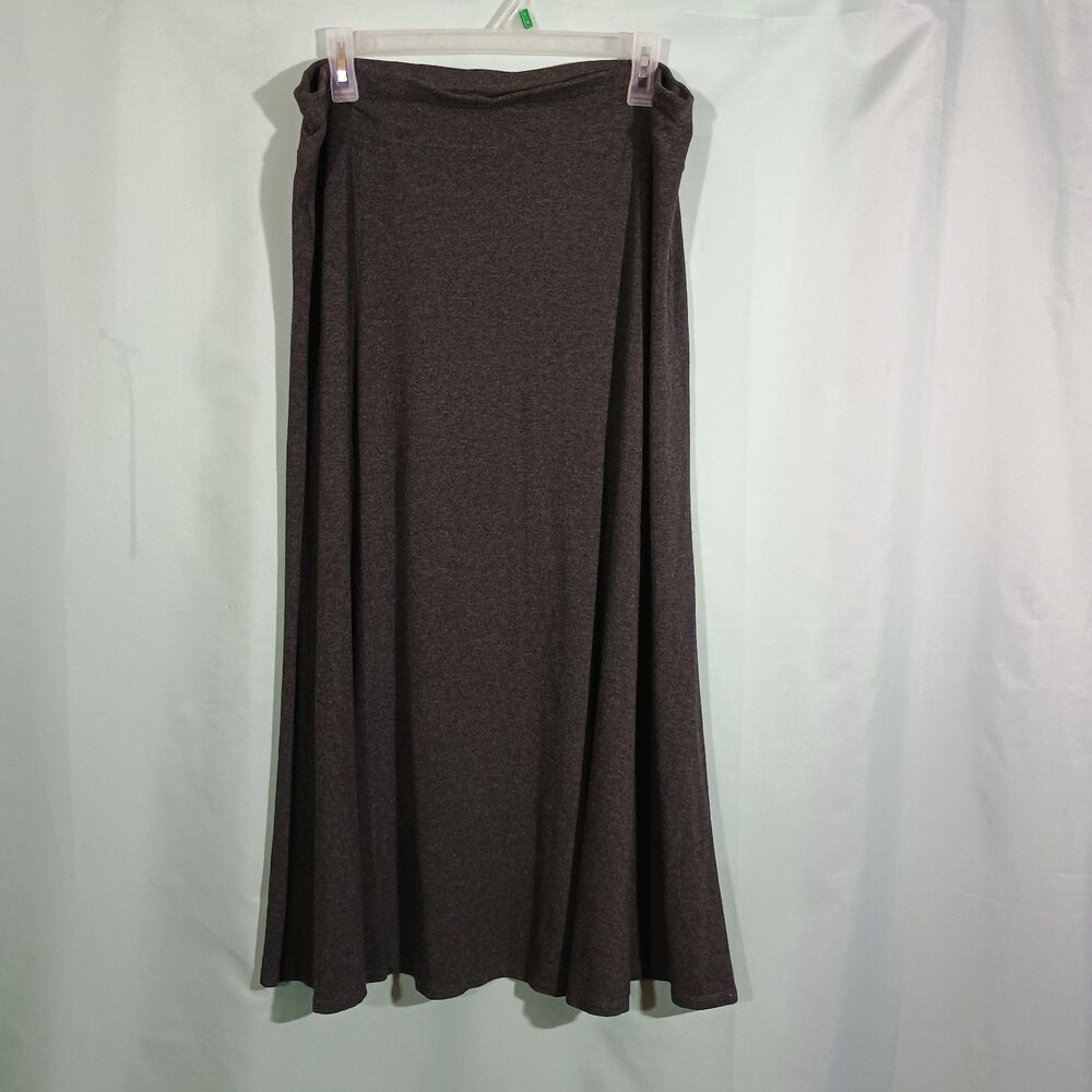 Brown Maxi Skirt – Flowy A-Line Stretch Waist Casual Long Skirt